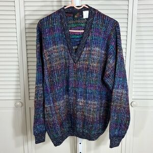 Vintage Men's Genoa Design Wool & Mohair Multicolor Sweater
